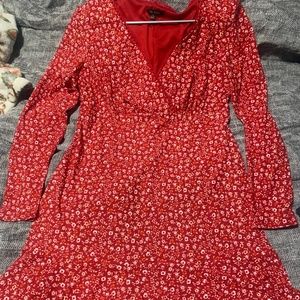 Red floral dress